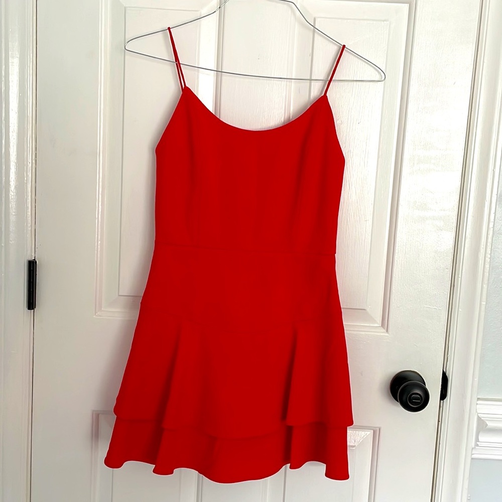 Alice + Olivia Red Tiered Mini Dress - Picture 12 of 12